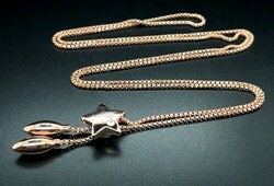 Csillagos, Y collie  925 ezüst , 14 ct. rose  aranyozott - új