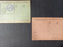 Tábori postai levelezőlapok 2 db üres - egyik Naszód pecséttel "Inkább Ukrajnában mint magyar földön