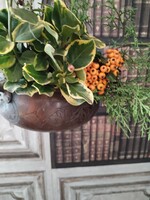 Vörös réz  - balkon, virág tál  /  "bikafejesen