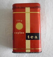Ceylon tea doboz 100gr. , fém doboz , reklám , 7 x 7 x 11,5 cm