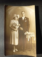 Polgári esküvői portré – Művészi Fotó Szalon, Üllői út, 1930 körül, magyar vintage fotó