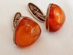 Mandzsetta gomb 051 - Ezüst Borostyán Szovjetunió retro