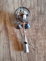 Régi ezüst baba csörgő síppal