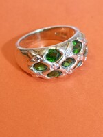 AG 925-ös Harry Ivens IV Kromdiopszid ezüst gyűrű 18K arannyal futtatott 57-es méret 18mm