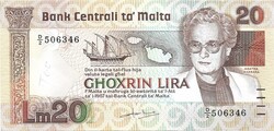20 lira liri 1986 Málta Ritka Hajtatlan