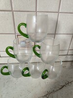 Retro zöld fűlű üvegpohár 2,5dl-es 6 db eladó!