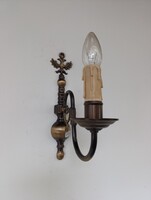 Antik falikar 1 darab 1 karú kétfejű sas patinás réz flamand fali lámpa + 1 új gyertyaizzó 244 5535