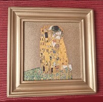 Klimt Csók című képe, decoupage kép,  falikép, kézműves termék