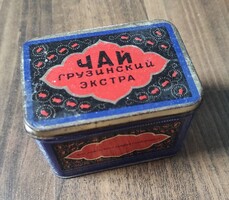 Szovjet grúz teás tea doboz aromazáró fedéllel