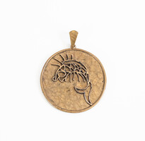 Retro fém medál - hal figurás iparművész ékszer - Percz János stílusában