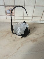 Retro üveg poháralátét fém tartóval   eladó!