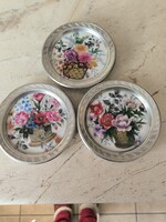 Retro kerámia, virágcsokros poháralátét 3 db eladó!
