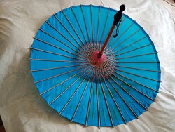 Régi keleti napernyő vagy esernyő selyem bambusz hossz 53cm átmérő 74cm
