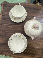 Antik Zsolnay teàs készlet 2 személyes cukor doboz,2db csésze alàtéttel 1800-as évek