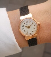 Becha 14 K arany női ékszeróra, 17 köves mechanikus szerkezettel! Tiktakwatch szervizkártyával!