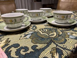 Csodaszép, sárga rózsás teás/ kávéskészlet (5 szett) hibátlanok, sosem használtak