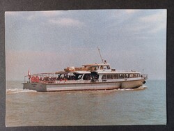 Régi képeslap MAHART vizibusz - Révfülöp a Balatonon