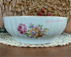 Zsolnay porcelán virágos tál komatál