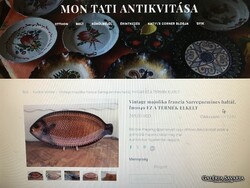 KÍNÁLÓ - HAL - 55 cm - SARREGUEMINES - FRANCIA - FAJANSZ  - 55 x 26 cm - HIBÁTLAN