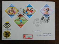 FDC pár ajánlott ragjeggyel: 1972. Olimpia (VI.) München '72 - bélyegsor 2 borítékon