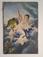 Antik Ámor és Afrodité barokk olaj vászon festmény 45 x 30 cm