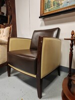 Klasszikus art deco stílusú bőrfotel ,valódi bőr karosszék , kiváló állapotú bőr klubfotel
