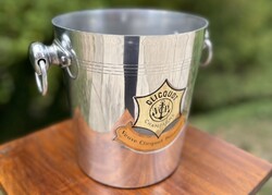 Vintage Veuve Clicquot pezsgőhűtő – francia alumínium jégveder a ’70–’80-as évekből