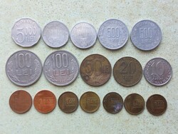 Románia 17 db Különböző Érme 1,5 Bani 10,20,50,100,500,1000,5000 Lej Lei 1991-2015