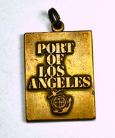 " PORT OF LOS ANGELES " 1930 körül ART DECO BRONZ MEDÁL - ÉREM