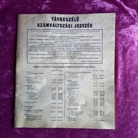 Távbeszélő számváltozási jegyzék 1985