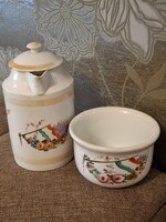 Régi Komacsésze nemzeti színű +  kiöntővel