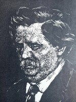 Móricz Zsigmond portréje (fametszet) híres magyar író, magyar irodalom