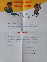 Nagyon ritka! Dörmögő Dömötör oklevél, szerkesztőségi eredeti borítékkal! 1969-ből