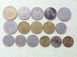Magyarország 16 db Különböző Érme 2,5,10,20,100 Forint 1950-1995