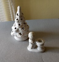Kerámia karácsonyfa mécses gyerekfigurás gyertyatartóval eladó! Retro!