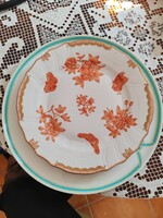 Herendi Orange Viktória mintás lapostányér. 26 cm.