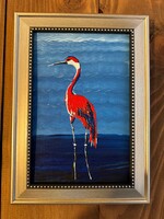JMModernAbstract SEA AND BIRD 15X10 cm-es festmény  vásznon kerettel