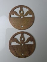 Antik szecessziós réz vagy bronz bútordísz bútorveret párban 5.5 cm