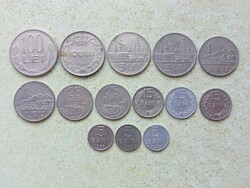 Románia 14 db Különböző Érme 5,15,25 Bani 1,3,100 Lej Lei 1943-1992