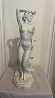 Drasche - női akt, Donner Gertrúd tervezte fehér mázas porcelánszobor, jelzett 39cm