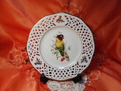 Burg Lindau,  porcelán  dísztányér,  álarcos törpepapagáj