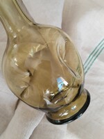 Gyarmati jellegű, üveg váza - olíva zöldben  / antik