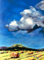 Ősz a Tanúhegy lábánál - akrilfestmény egyszerű kerettel (24 x 18)