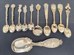 Ezüst kávéskanál gyűjtemény és norvég ezüstözött díszkanál