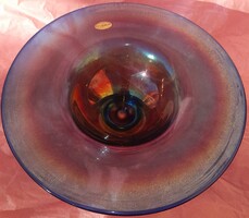 Kaspar SILESIA kézzel készült német művész,irrizáló színű,talpas üveg kínáló