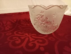 Üveg mécsestartó karácsonyi mintával