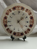 Zsolnay porcelán virágos, fali tányér óra - 25,5 cm