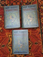 1927-első nagyar kiadás! MAY KÁROLY: WINNETOU I-III teljes! ATHENAEUM-FÁY DEZSŐ illusztrációk!