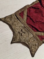 Antik, fémszálas - asztali futó, dekorációs textil