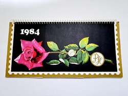 7 db-os Zombory Éva grafikái rózsák képeslap sor alkalmi bélyeggel 1984-es asztali naptárral